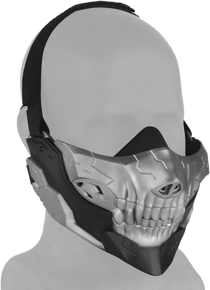 JFFCESTORE Tactical Airsoft Half Face Masks, Rebel Skull Airsoft Half Face Mask Airsoft Protective Masks for Cs War Game Halloween Party - Image 5